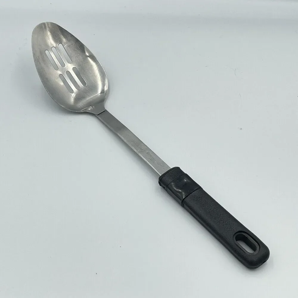 Best Results EKCO Stainless Slotted Kitchen Spoon Cooking Black Plastic Handle